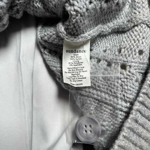 SUNDANCE Leah Mae Sweater Dress Size M Pointelle Knit Gray Long Sleeve - Picture 9 of 11